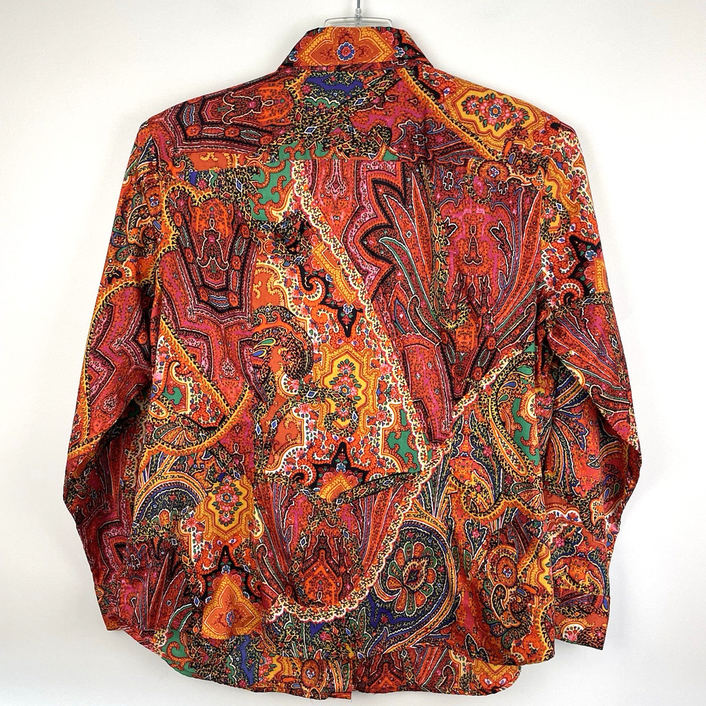Lauren Ralph Lauren Blouse Top Women's 1X Orange Paisley Button Up Career Casual - Picture 2 of 8